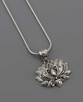 Sterling Silver Full Bloom Lotus Necklace - Necklaces 16 Inches