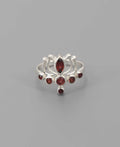 Sterling Silver Garnet Lotus Ring - Rings 6