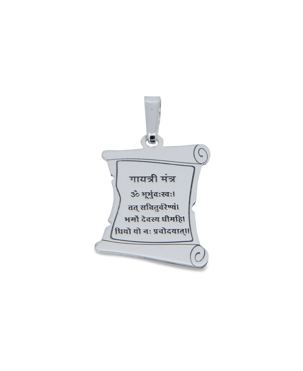 Sterling Silver Gayatri Mantra Scroll Pendant - Charms & Pendants - -
