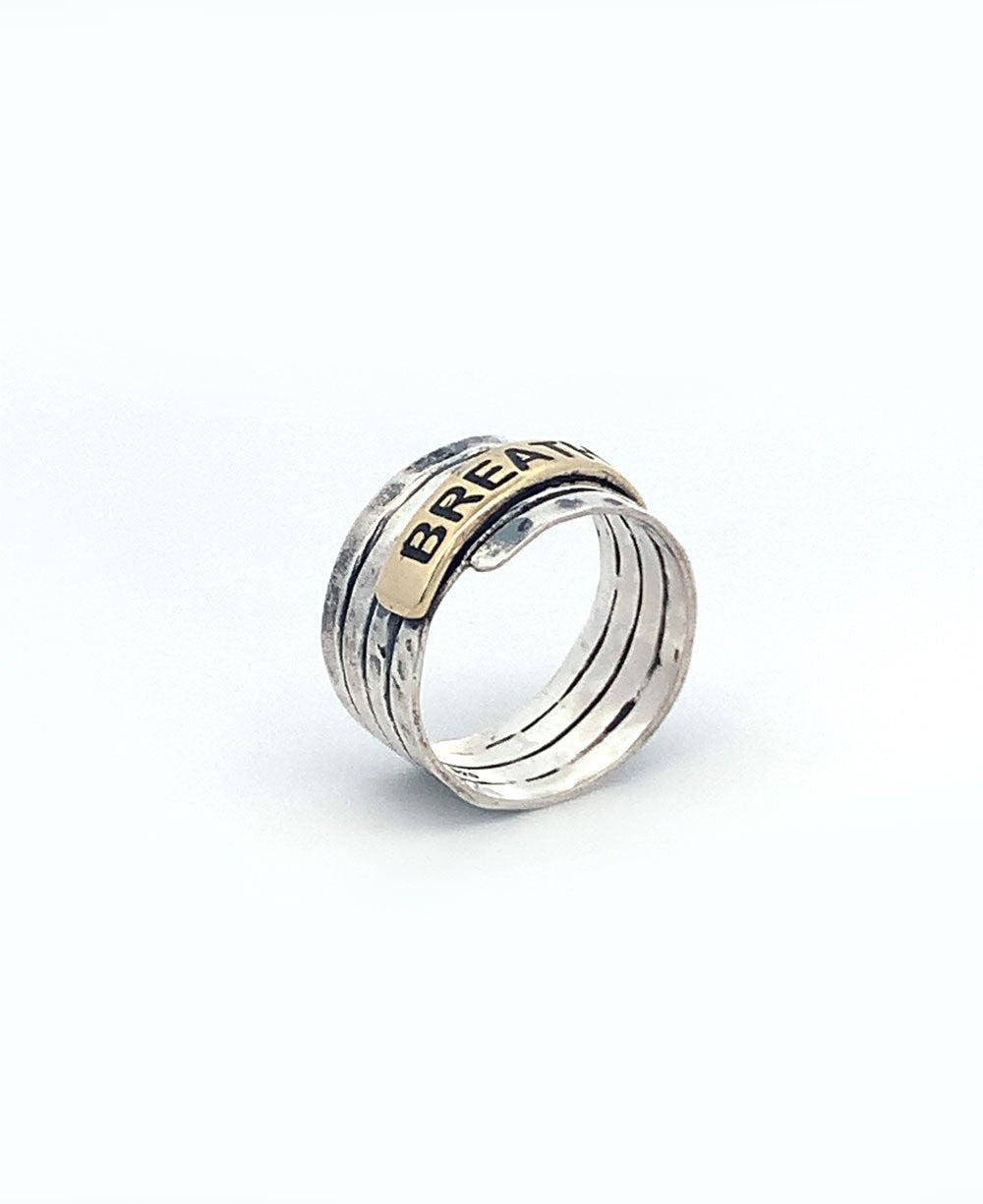Sterling Silver Hammered Finish Breathe Ring - Rings - Size 6 -