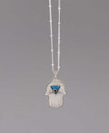 Sterling Silver Hamsa & Evil Eye Necklace - Necklaces