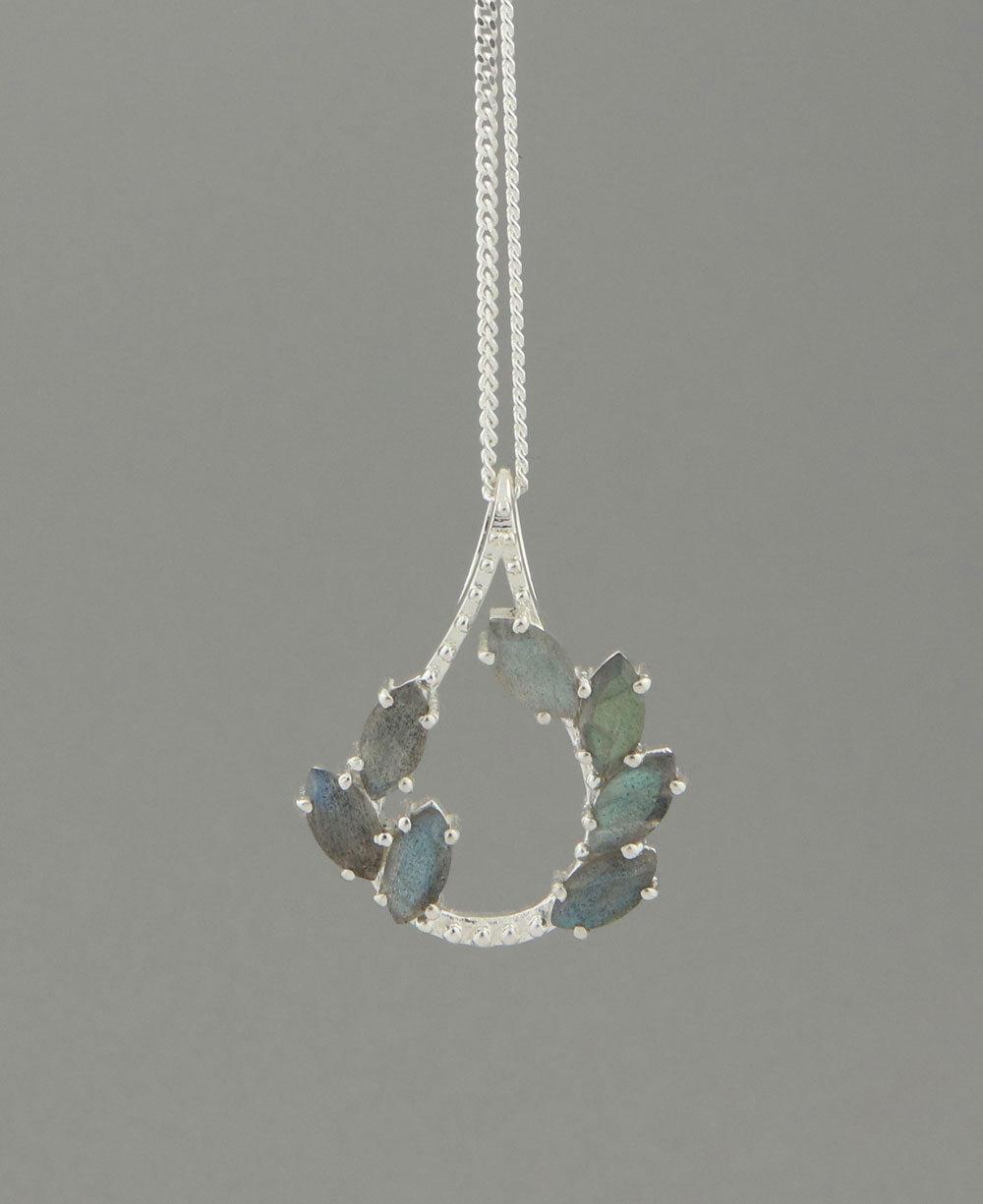 Sterling Silver Labradorite Gemstone Vine Pendant - Charms & Pendants