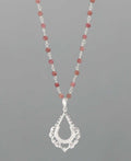 Sterling Silver Lotus and Rhodonite Bead Necklace - Necklaces
