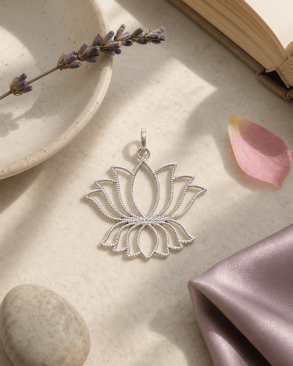 Sterling Silver Lotus Bloom Pendant - Charms & Pendants