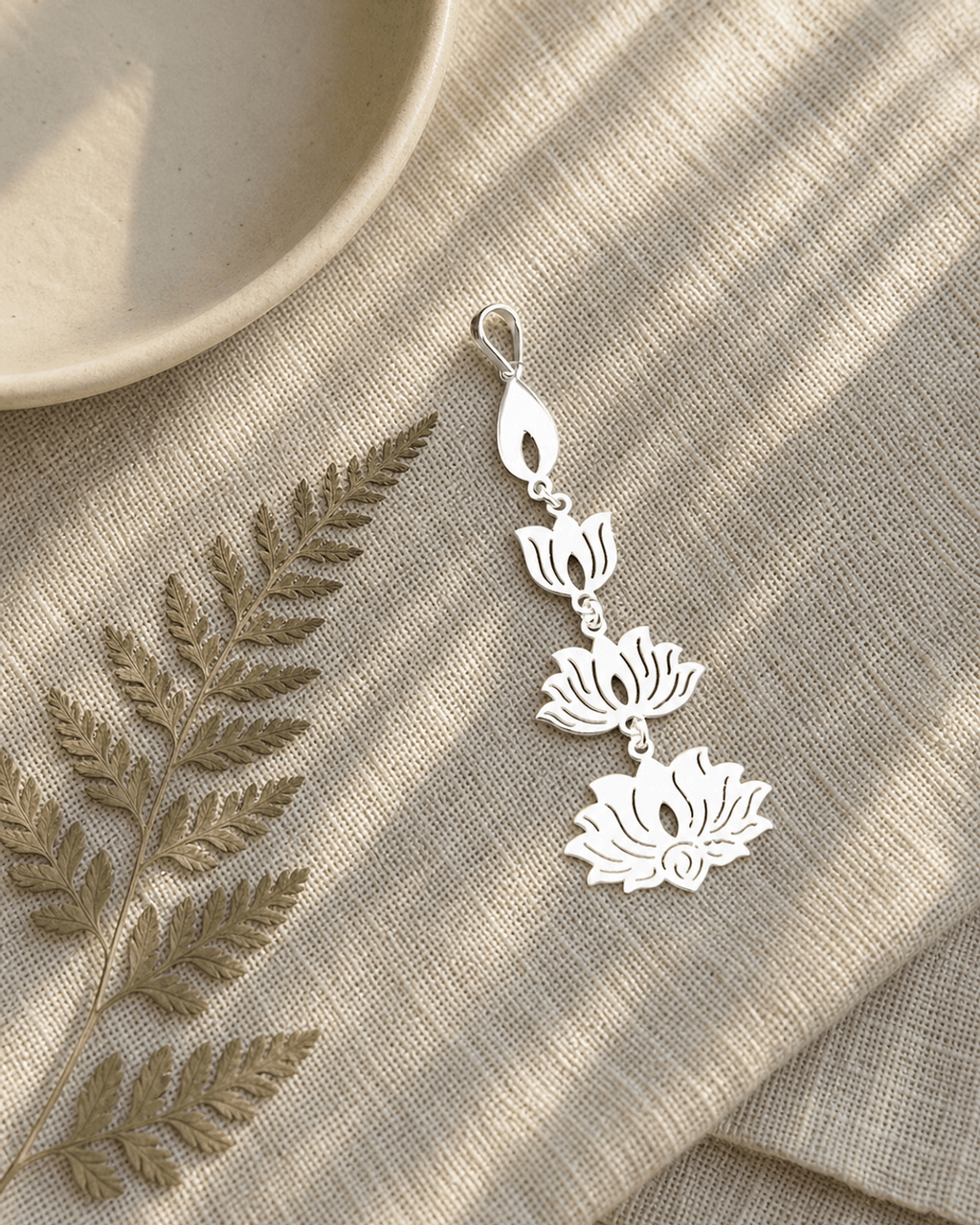 Sterling Silver Lotus Bloom Pendant – Symbol of Growth Yoga Jewelry - Pendant