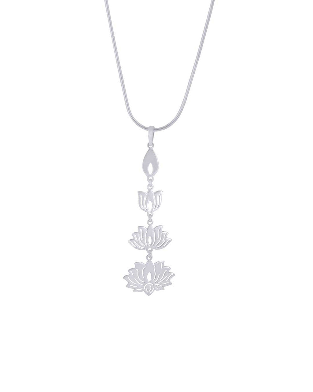 Sterling Silver Lotus Bloom Pendant – Symbol of Growth Yoga Jewelry - Pendant