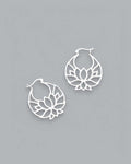 Sterling Silver Lotus Flower Hoop Earrings - Earrings