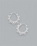 Sterling Silver Lotus Flower Hoop Earrings - Earrings