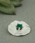 Sterling Silver Lotus Pad Pendant with Green Onyx - Charms & Pendants