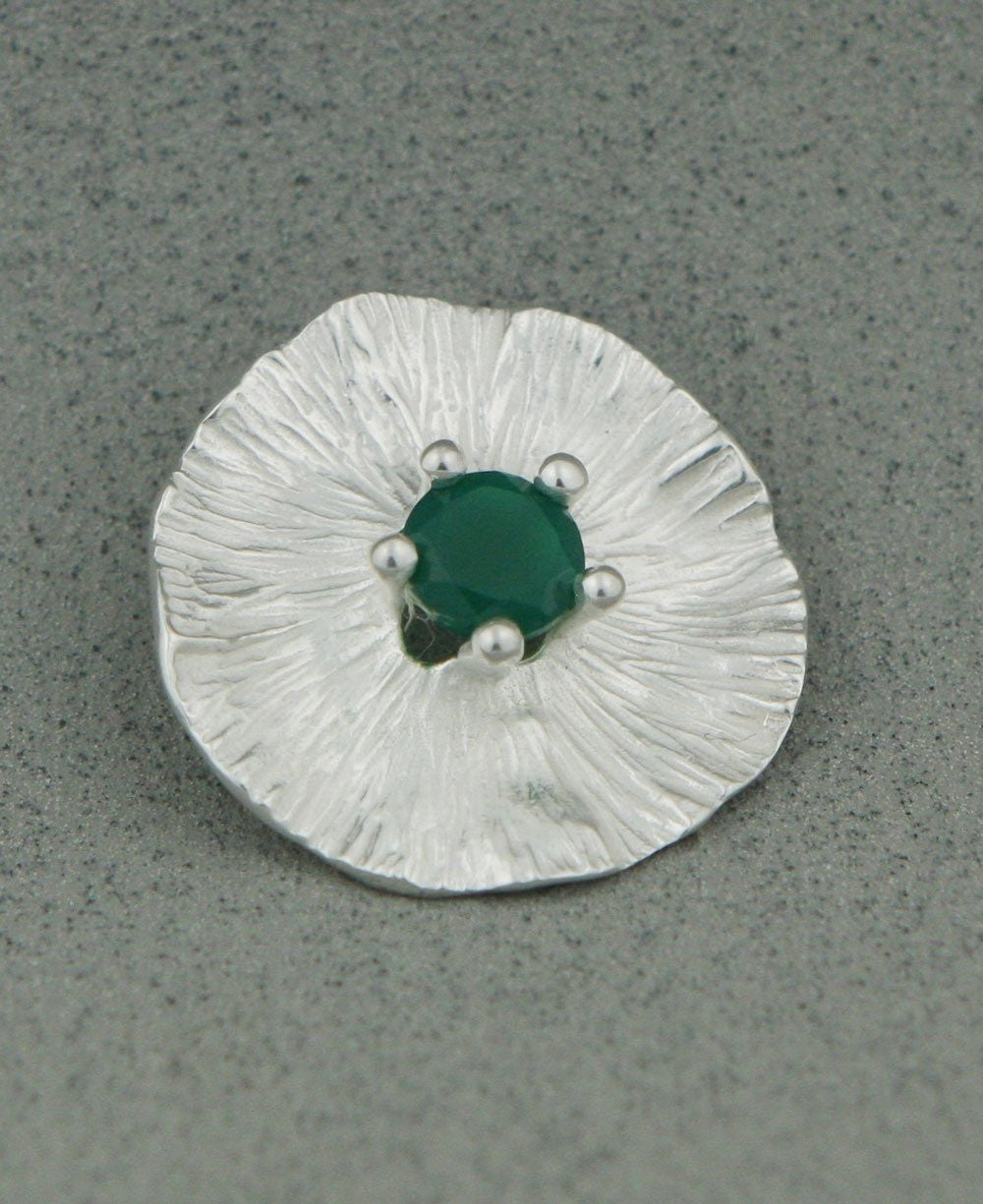 Sterling Silver Lotus Pad Pendant with Green Onyx - Charms & Pendants