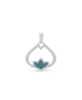 Sterling Silver Lotus Petal Teardrop Pendant with Reconstituted Turquoise - Charms & Pendants