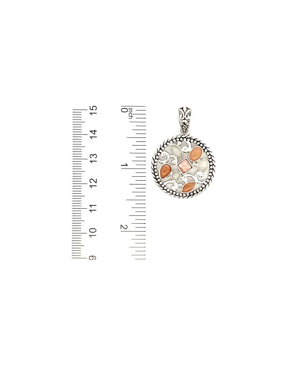 Sterling Silver Mixed Geometry Round Compassion Pendant - Charms & Pendants