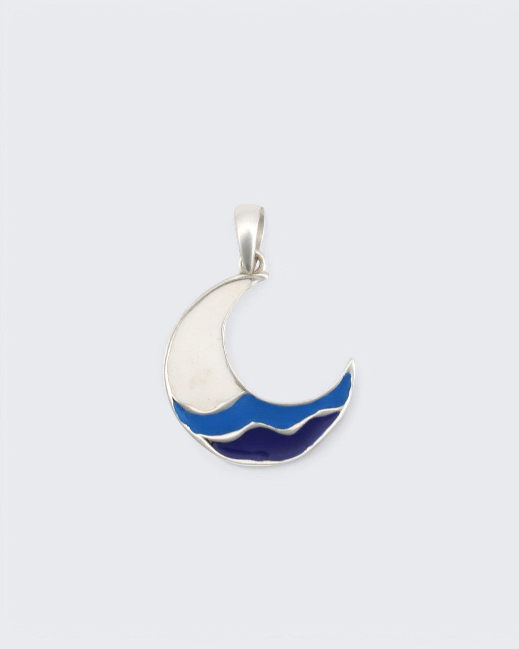 Sterling Silver Moon Wave Pendant - Pendants