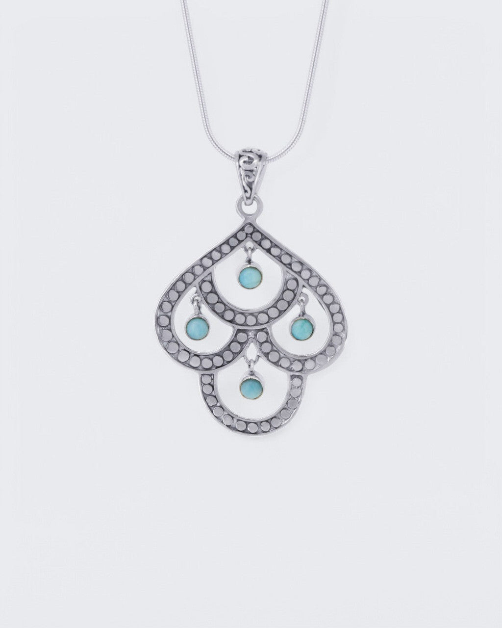 Sterling Silver Multi - Loop Larimar Pendant - Pendants