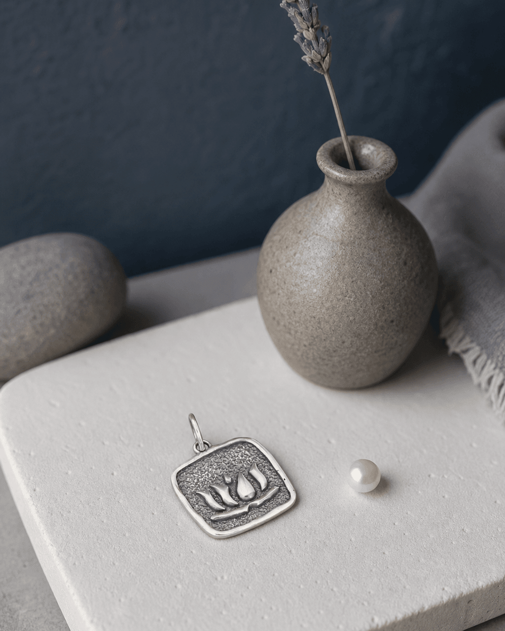 Sterling Silver No Mud No Lotus Pendant – Symbol of Growth and Spiritual Awakening - Pendants