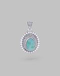 Sterling Silver Oval Larimar Pendant - Pendants