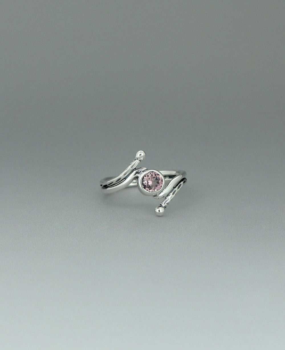 Sterling Silver Pink Tourmaline Ring With Rope Detailing - Rings 6