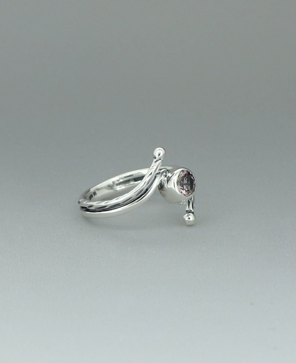 Sterling Silver Pink Tourmaline Ring With Rope Detailing - Rings 6