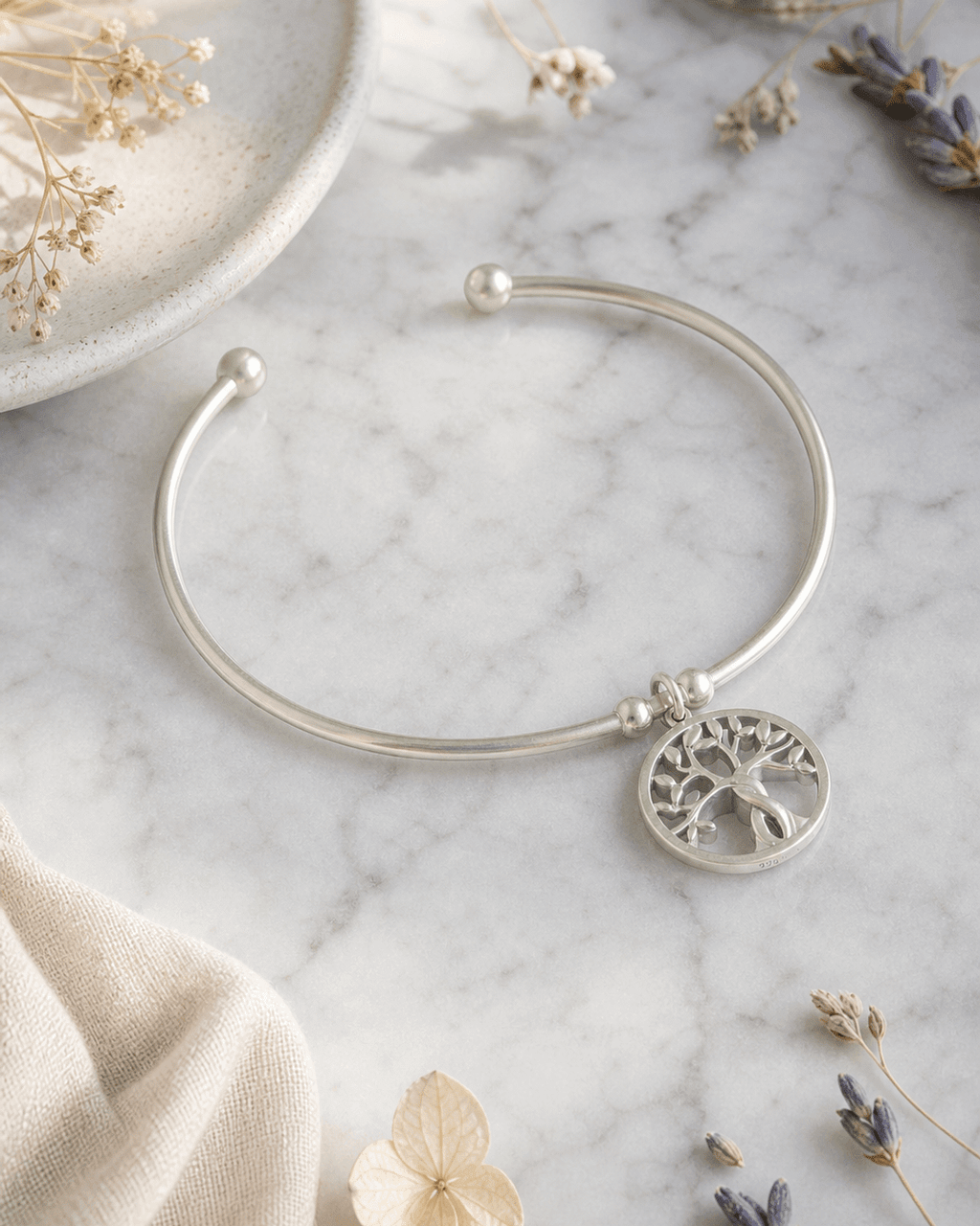 Sterling Silver Premium Tree of Life Charm Bracelet - Bracelets