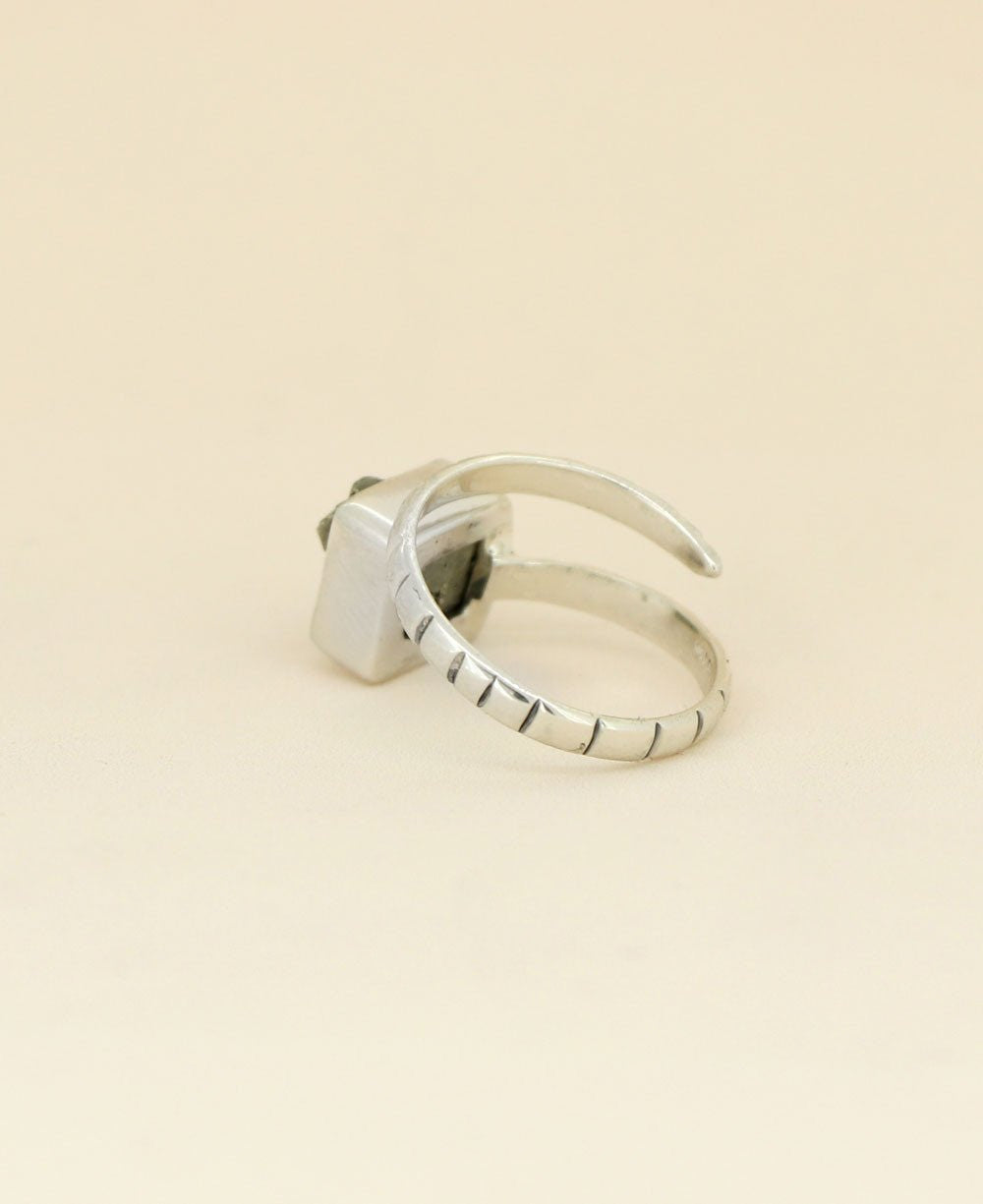 Sterling Silver Pyrite Gemstone Adjustable Ring - Rings 6 – 7