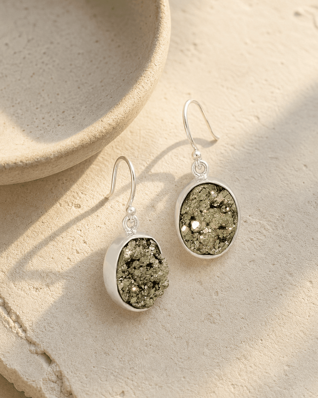 Sterling Silver Pyrite Gemstone Earrings - Earrings