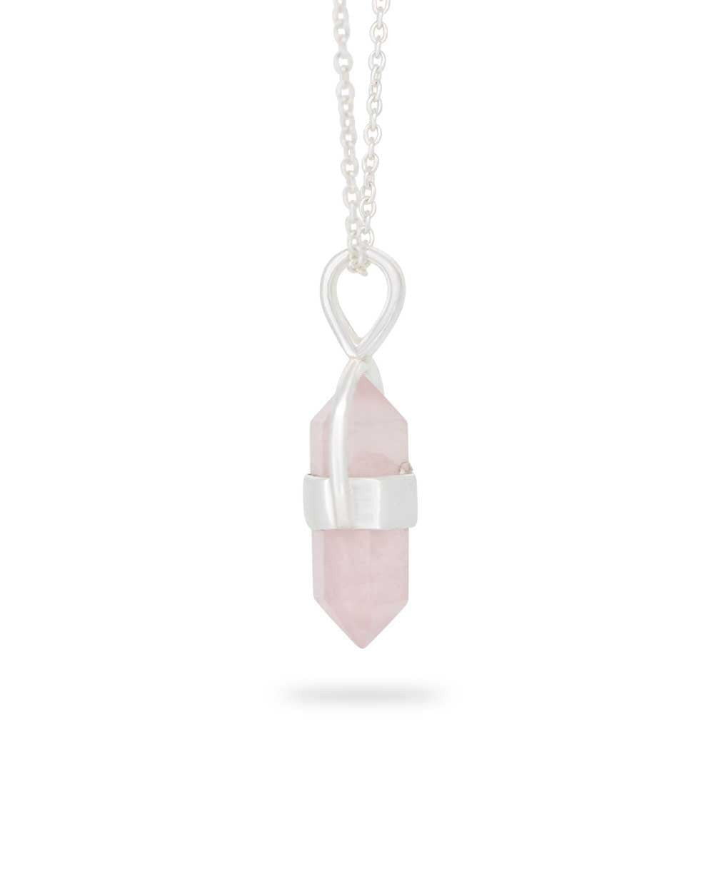 Sterling Silver Rose Quartz Point Necklace - Necklaces
