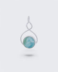 Sterling Silver Round Larimar Pendant - Pendants