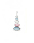 Sterling Silver Stacked Cairn Pendant – Multicolor Mother of Pearl Oval Cabochons - Pendant