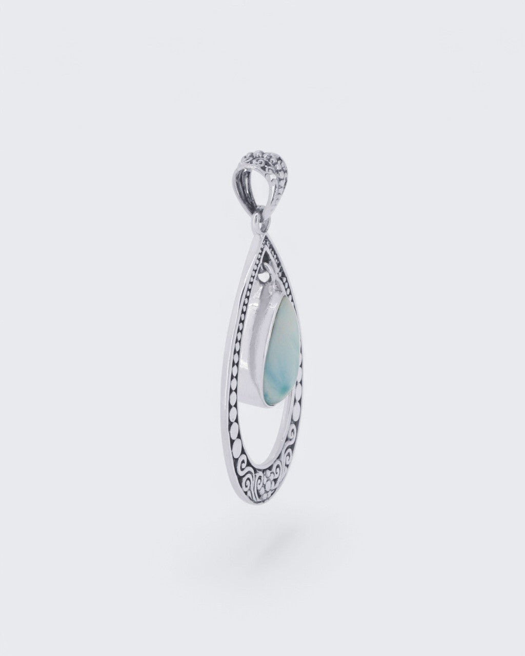 Sterling Silver Swaying Larimar Pendant - Pendants