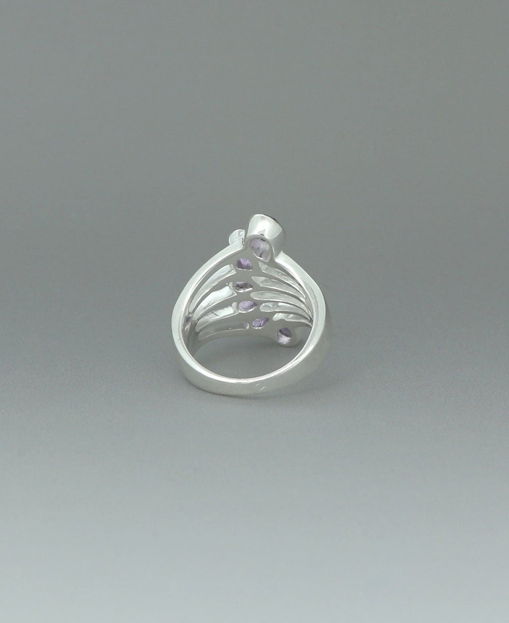 Sterling Silver Teardrop Gemstones Amethyst Ring - Rings 7