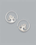 Sterling Silver Tree of Life Spiral Hoop Earrings - Earrings