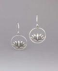 Sterling Silver Wire Frame Lotus Earrings - Earrings