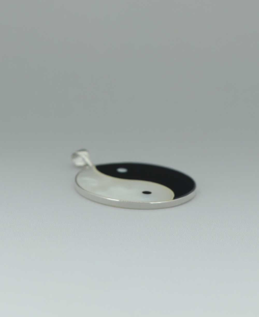 Sterling Silver Yin Yang Pendant with Mother of Pearl - Charms & Pendants
