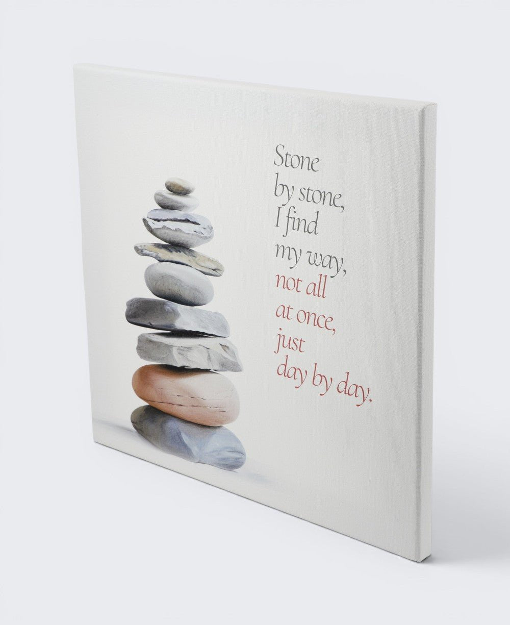 "Stone by Stone" Zen Cairn Canvas Print — 12 - Inch Wood Framed Wall Art - Wall Art