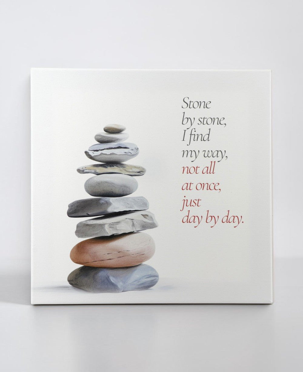 "Stone by Stone" Zen Cairn Canvas Print — 12 - Inch Wood Framed Wall Art - Wall Art