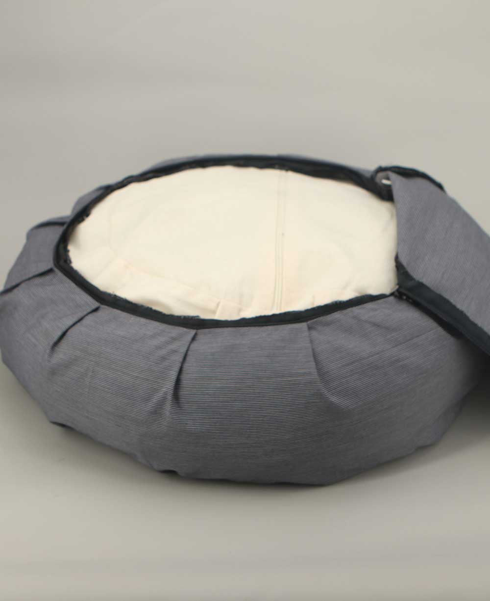 Striped Zafu Cushion – Grey and White - Massage Cushions
