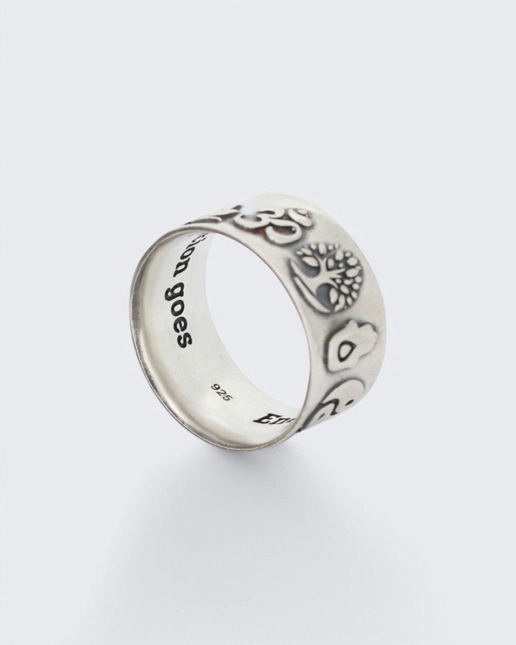 Symbolic Energy Flow Sterling Silver Band Ring - Rings Size 6