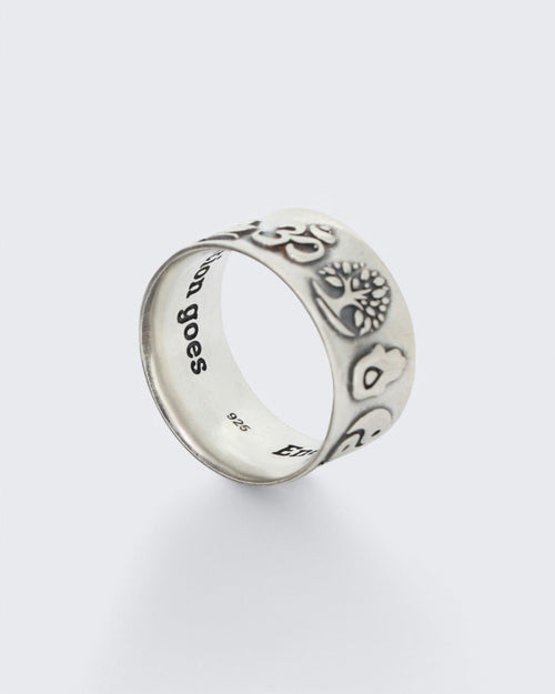 Symbolic Energy Flow Sterling Silver Band Ring - Rings Size 6