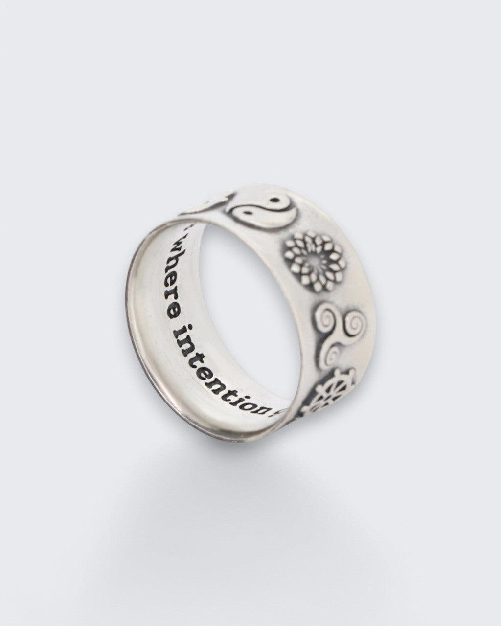 Symbolic Energy Flow Sterling Silver Band Ring - Rings Size 6