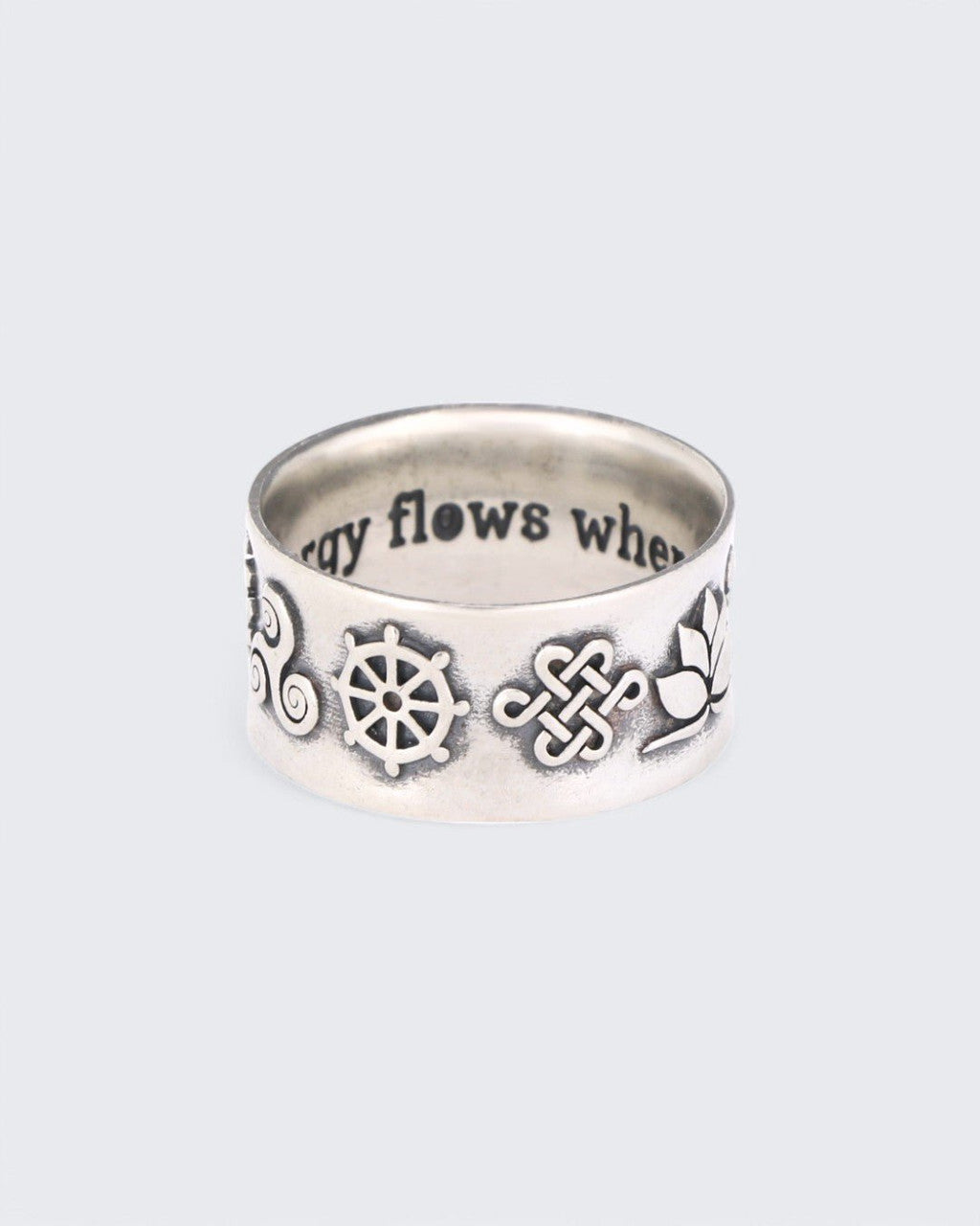 Symbolic Energy Flow Sterling Silver Band Ring - Rings Size 6