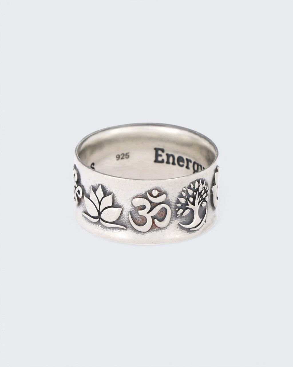 Symbolic Energy Flow Sterling Silver Band Ring - Rings Size 6