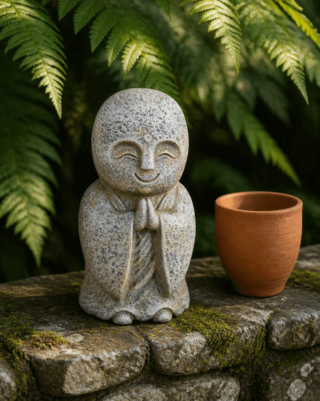 Textured Jizo Namaste Statue - Sculptures & Statues