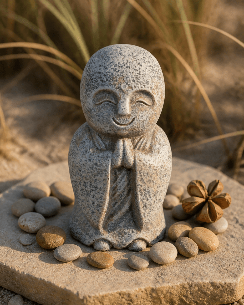 Textured Jizo Namaste Statue - Sculptures & Statues