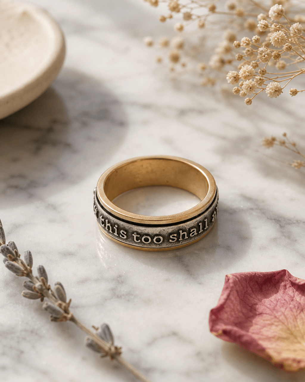 This Too Shall Pass Ring Spinner Mindfulness Ring - Rings Size 6