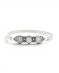 Three - Stone Moonstone Bracelet in Silver - Plated White Bronze — Guided by Grace Engraving - Jewelry