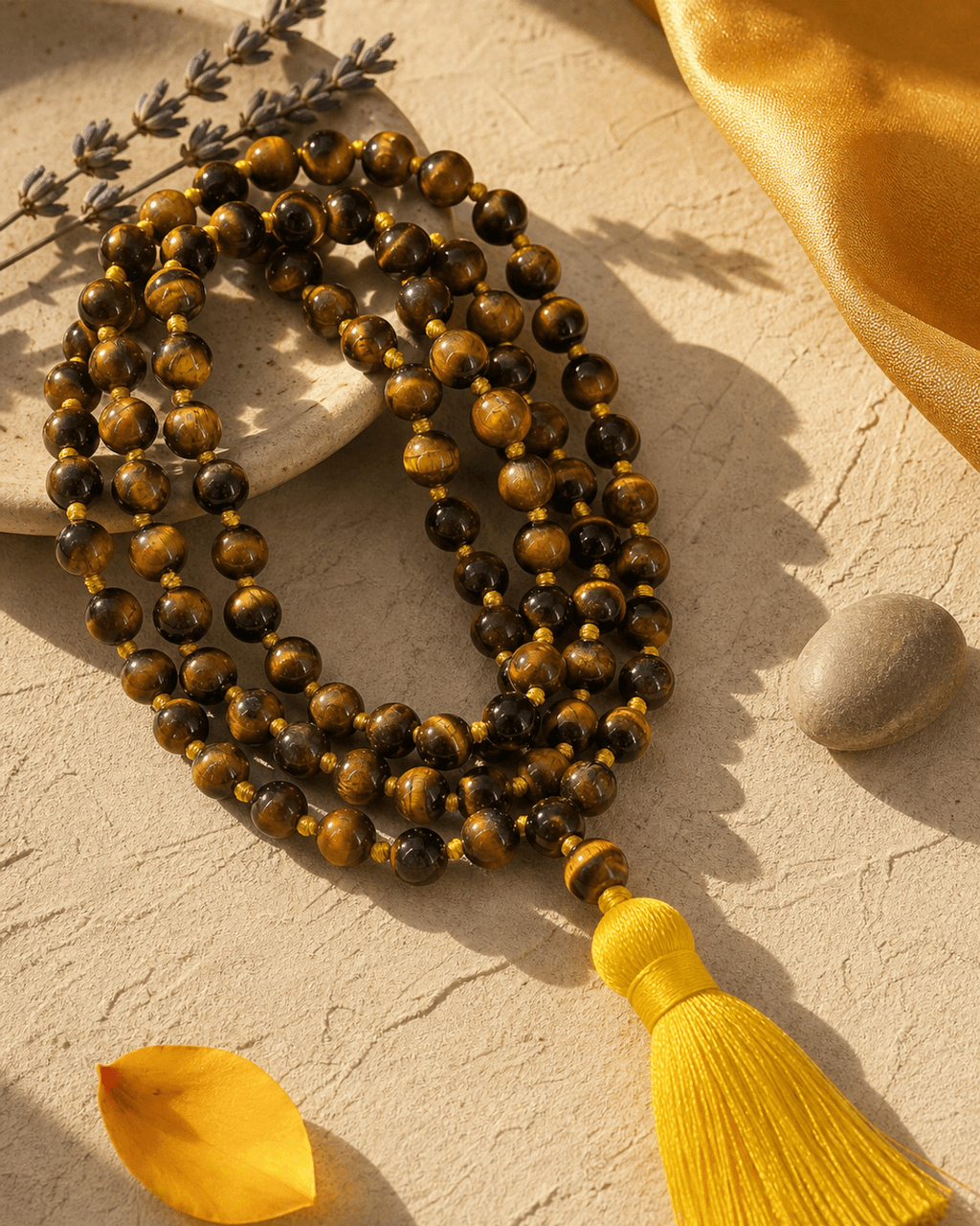 Tiger's Eye Meditation Mala, Knotted 108 Beads - Prayer Beads 6mm
