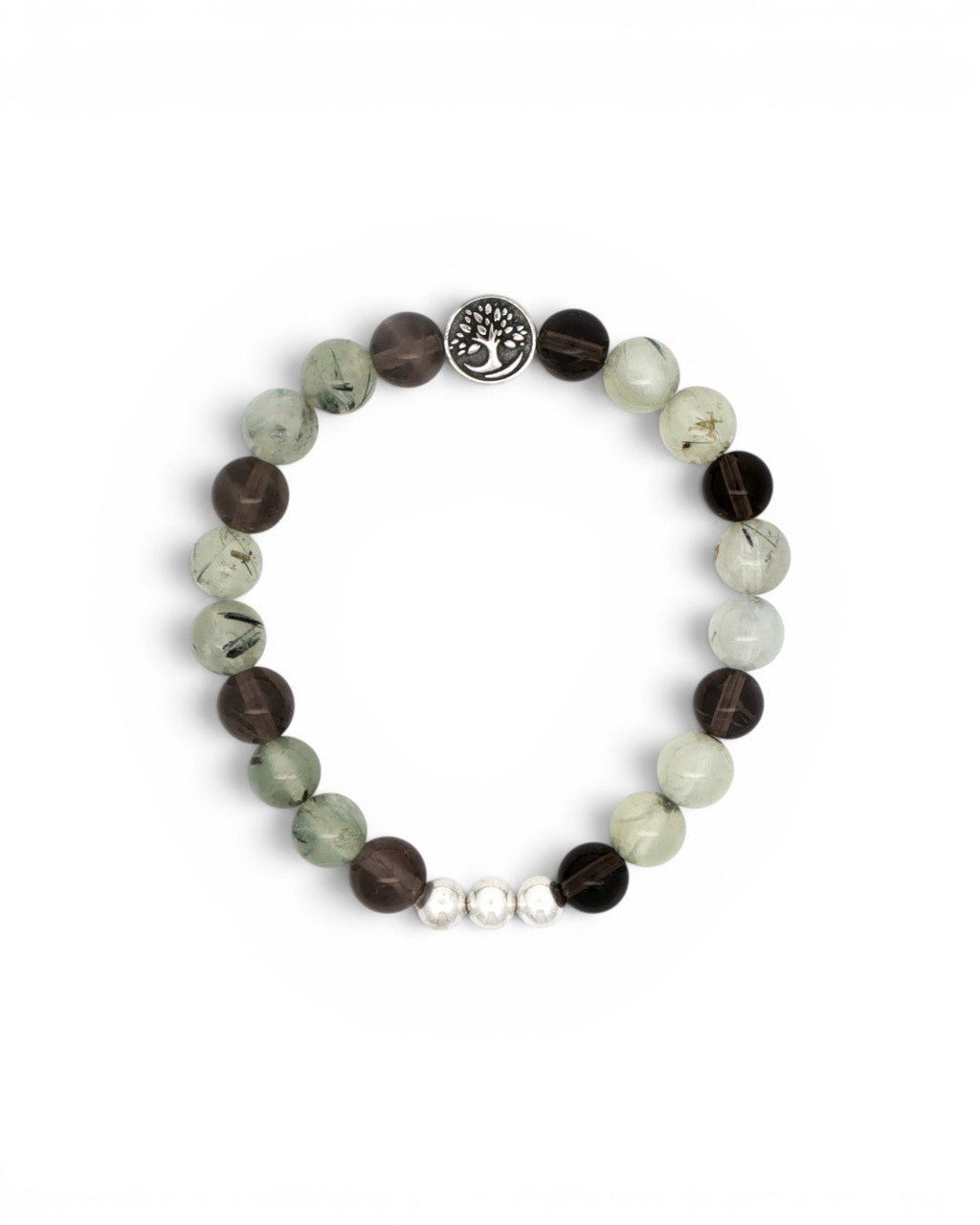 Tree of Life Gemstone Bracelet — Smoky Quartz & Prehnite, 8mm - Bracelet