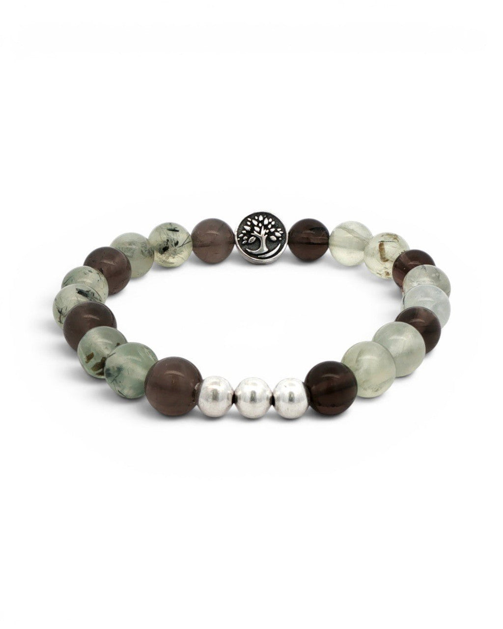 Tree of Life Gemstone Bracelet — Smoky Quartz & Prehnite, 8mm - Bracelet