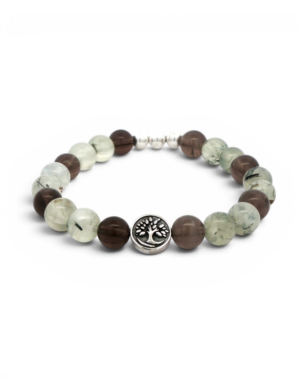 Tree of Life Gemstone Bracelet — Smoky Quartz & Prehnite, 8mm - Bracelet