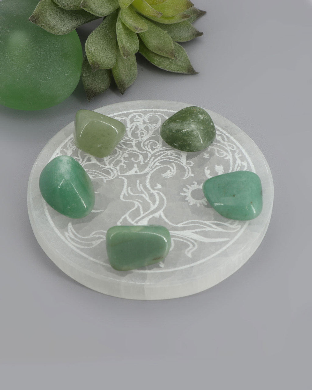 Tree of Life Selenite Charging Plate – Engraved Crystal Cleansing Disc - Decor